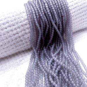 RGLASS0095- 1 STRAND GRAY 4MM ROUND GLASS BEADS FOR JEWELLERY MAKING