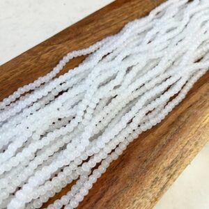 RGLASS0095- 1 STRAND WHITE 4MM ROUND GLASS BEADS FOR JEWELLERY MAKING