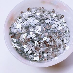 SEQUIN01- ARNAS 25 GM PACK OF SILVER CENTER HOLE 4MM CIRCULAR SEQUINS FOR JEWELLERY MAKING, CRAFTS & EMBROIDERY
