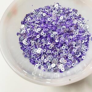 SEQUIN07- ARNAS 25 GM PACK OF LAVENDER BLUE CENTER HOLE 4MM CIRCULAR SEQUINS FOR JEWELLERY MAKING, CRAFTS & EMBROIDERY