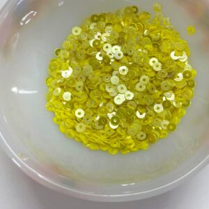 SEQUIN09- ARNAS 25 GM PACK OF YELLOW CENTER HOLE 4MM CIRCULAR SEQUINS FOR JEWELLERY MAKING, CRAFTS & EMBROIDERY
