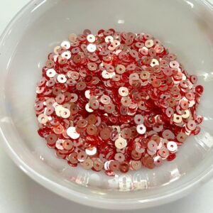 SEQUIN10- ARNAS 25 GM PACK OF RED CENTER HOLE 4MM CIRCULAR SEQUINS FOR JEWELLERY MAKING, CRAFTS & EMBROIDERY