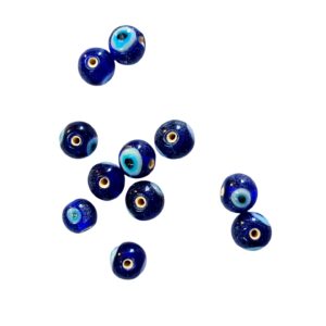EVILEYEBEAD04- ARNAS 12 PCS PACK OF 10MM DARK BLUE EVIL EYE BEADS FOR JEWELLERY | BRACELETE | RAKHI MAKING
