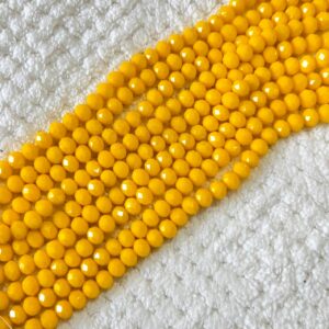 CRYSTAL0038- 1 STRAND 6MM YELLOW OPAQUE CRYSTAL BEADS