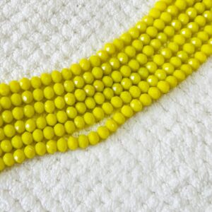CRYSTAL0039- 1 STRAND 6MM LEMON YELLOW OPAQUE CRYSTAL BEADS