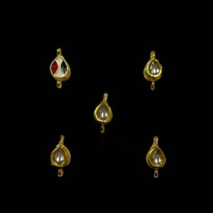KUNDAN0211 – ARNAS 4 PCS PACK OF WHITE DROPSHAPE TWO-LOOP MEENAKARI KUNDAN FOR JEWELLERY | BRACELETE | RAKHI MAKING