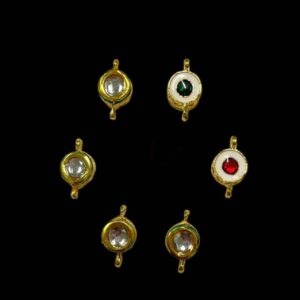 KUNDAN0212 – ARNAS 4 PCS PACK OF WHITE CIRCLE-SHAPED TWO-LOOP MEENAKARI KUNDAN FOR JEWELLERY | BRACELETE | RAKHI MAKING