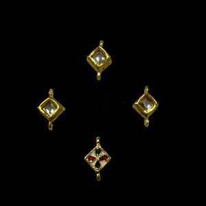 KUNDAN0214 – ARNAS 4 PCS PACK OF WHITE DIAMOND-SHAPED TWO-LOOP MEENAKARI KUNDAN FOR JEWELLERY | BRACELETE | RAKHI MAKING